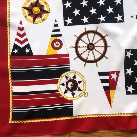 Vtg ITALIAN Square  Scarf. Excellent  Nautical Themed  accent to your wardrobe - Picture 8 of 15
